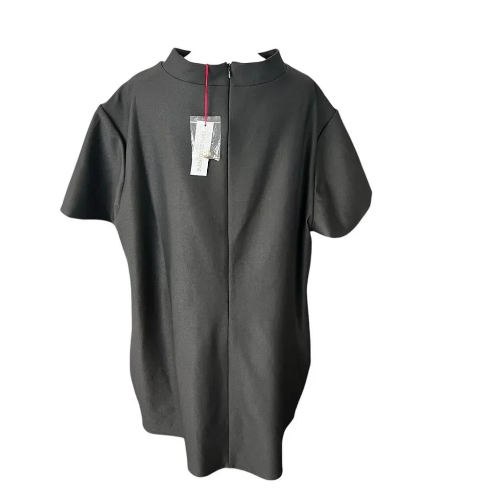 Frances Valentine Sarah Shift Dress 2X NWT Black Mod Sheath High Neck Office